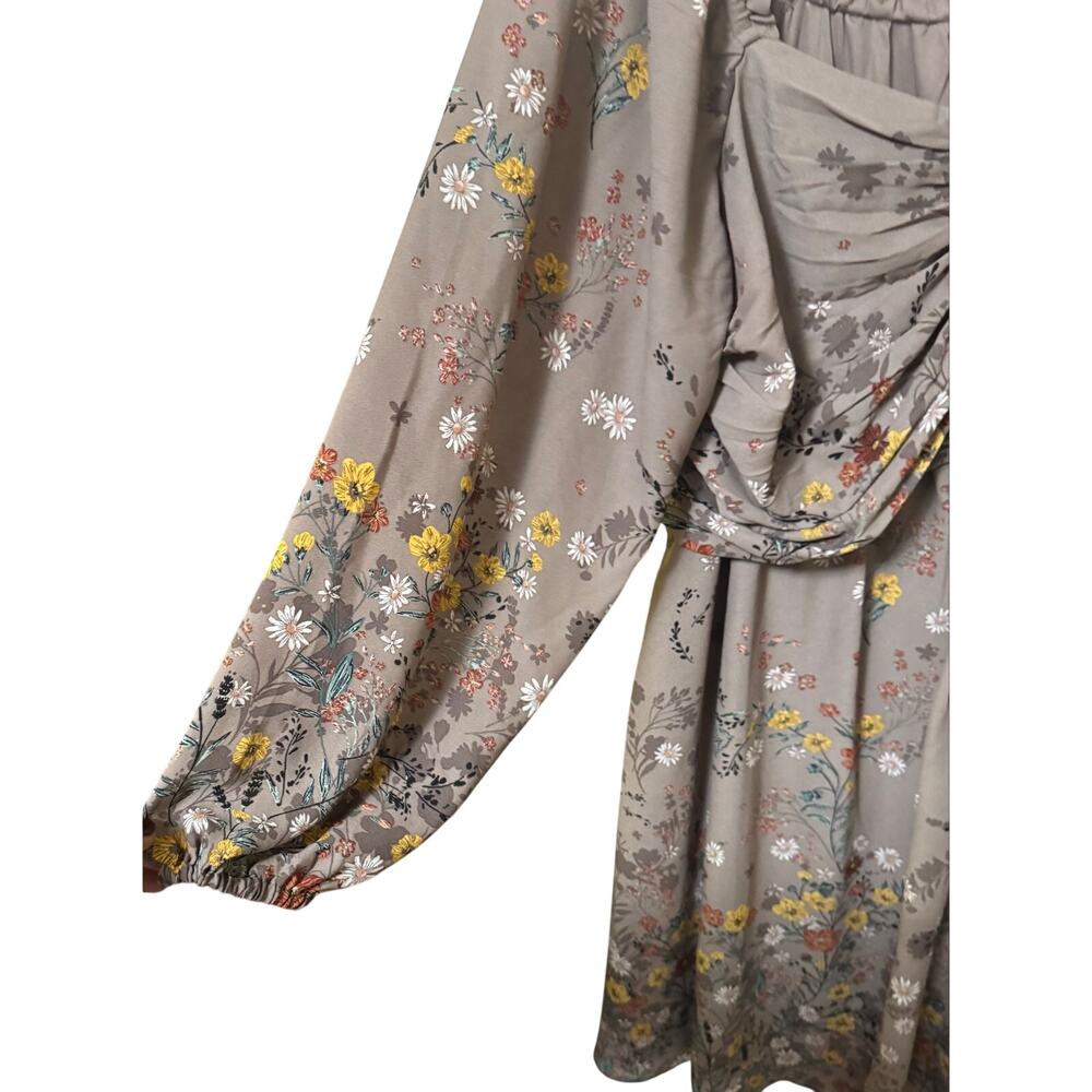Maurices Floral Ruched Long Sleeve Dress Size XL - Picture 4 of 11